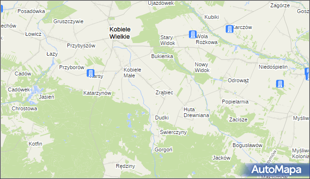 mapa Zrąbiec, Zrąbiec na mapie Targeo