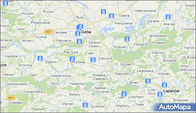mapa Zręczyce, Zręczyce na mapie Targeo