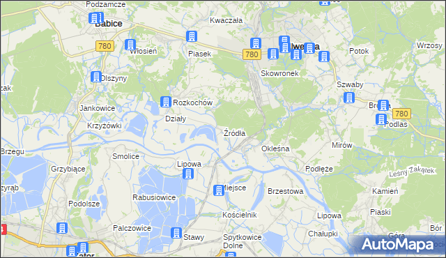 mapa Źródła gmina Alwernia, Źródła gmina Alwernia na mapie Targeo