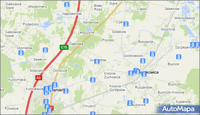 mapa Żuchowice, Żuchowice na mapie Targeo