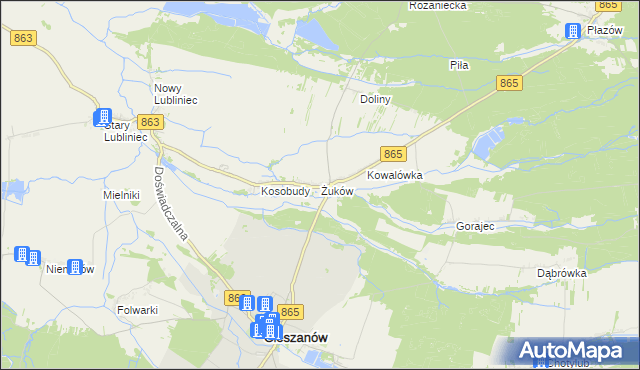 mapa Żuków gmina Cieszanów, Żuków gmina Cieszanów na mapie Targeo