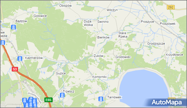 mapa Żuków gmina Polkowice, Żuków gmina Polkowice na mapie Targeo