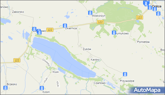 mapa Żuków gmina Przelewice, Żuków gmina Przelewice na mapie Targeo