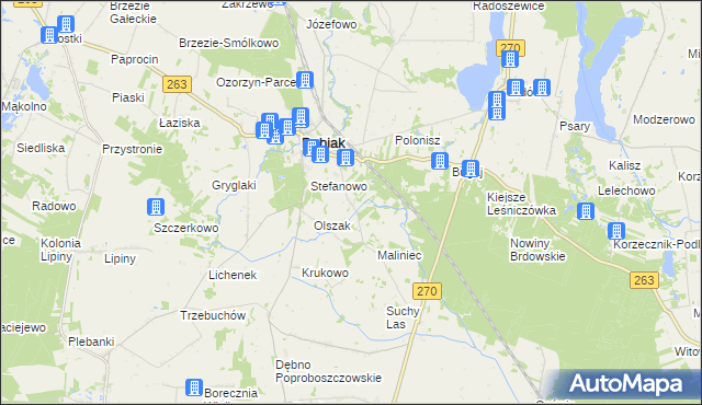 mapa Żurawieniec gmina Babiak, Żurawieniec gmina Babiak na mapie Targeo