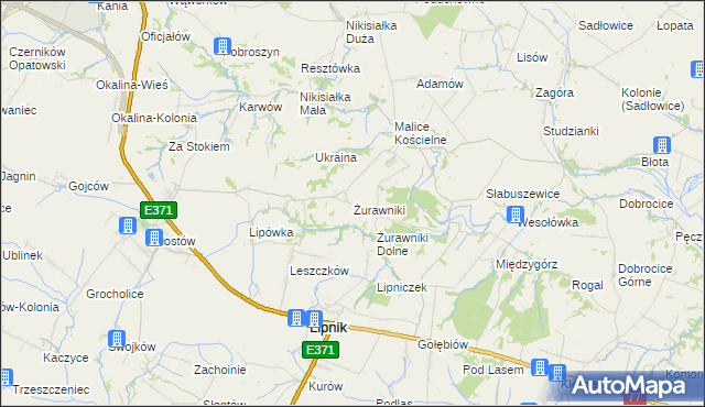 mapa Żurawniki gmina Lipnik, Żurawniki gmina Lipnik na mapie Targeo