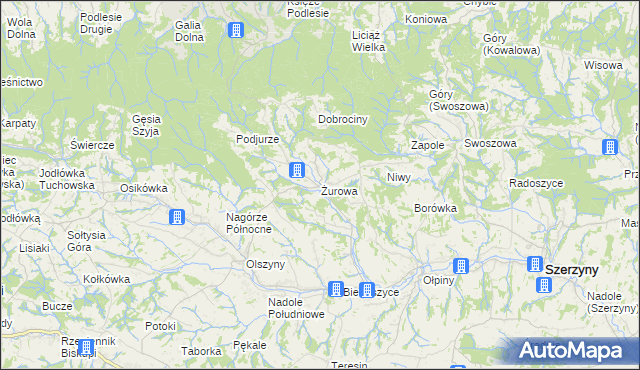 mapa Żurowa, Żurowa na mapie Targeo