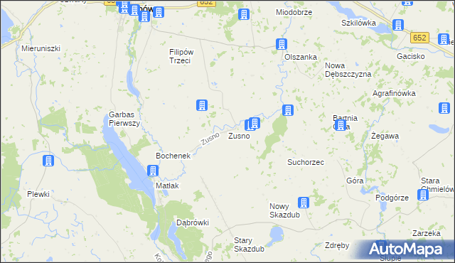 mapa Zusno, Zusno na mapie Targeo