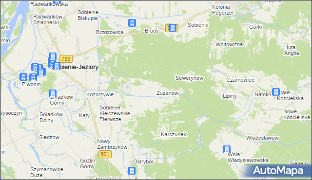 mapa Zuzanów, Zuzanów na mapie Targeo