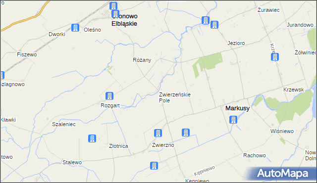 mapa Zwierzeńskie Pole, Zwierzeńskie Pole na mapie Targeo