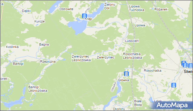 mapa Zwierzyniec gmina Śliwice, Zwierzyniec gmina Śliwice na mapie Targeo