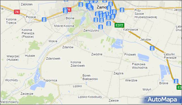 mapa Zwódne, Zwódne na mapie Targeo