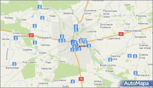 mapa Zwoleń, Zwoleń na mapie Targeo