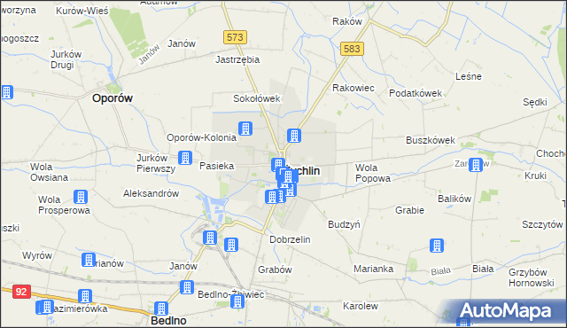 mapa Żychlin powiat kutnowski, Żychlin powiat kutnowski na mapie Targeo