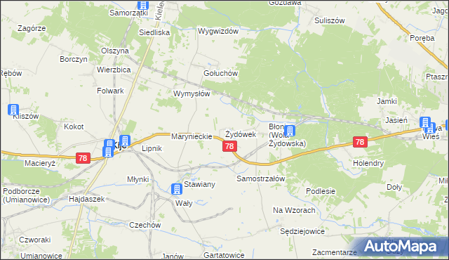 mapa Żydówek, Żydówek na mapie Targeo