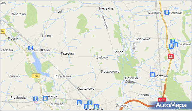 mapa Żydowo gmina Rokietnica, Żydowo gmina Rokietnica na mapie Targeo
