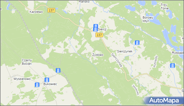 mapa Żydowo gmina Trzciel, Żydowo gmina Trzciel na mapie Targeo
