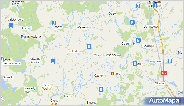 mapa Żydy gmina Kowale Oleckie, Żydy gmina Kowale Oleckie na mapie Targeo