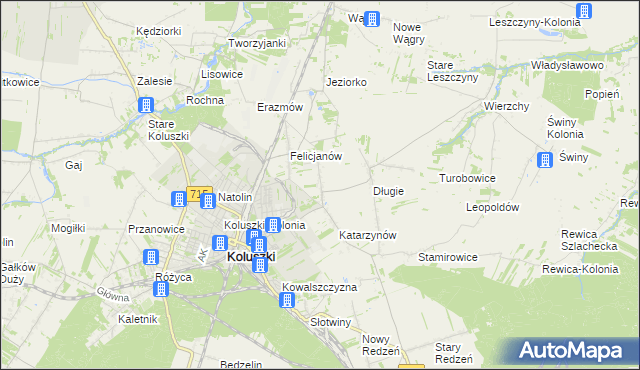 mapa Zygmuntów gmina Koluszki, Zygmuntów gmina Koluszki na mapie Targeo