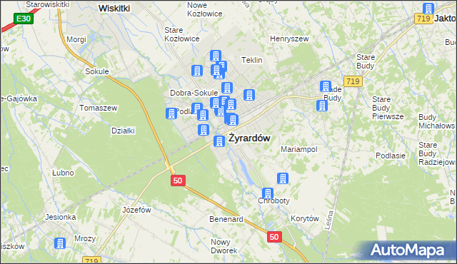 mapa Żyrardów, Żyrardów na mapie Targeo