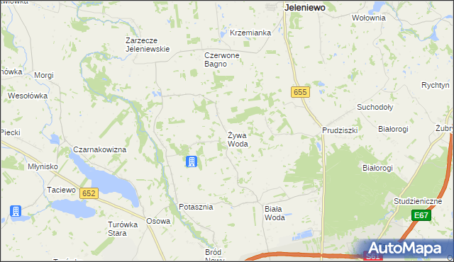 mapa Żywa Woda, Żywa Woda na mapie Targeo
