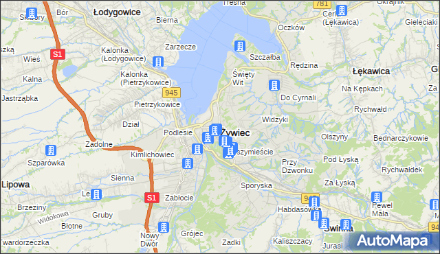 mapa Żywiec, Żywiec na mapie Targeo