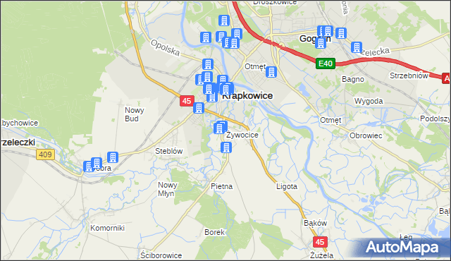 mapa Żywocice, Żywocice na mapie Targeo