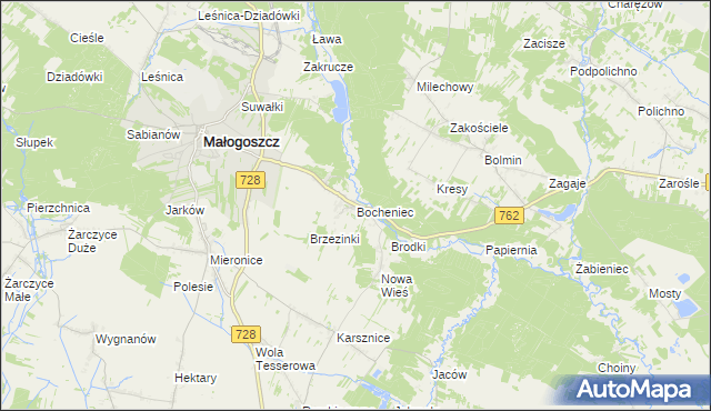 mapa Bocheniec gmina Małogoszcz, Bocheniec gmina Małogoszcz na mapie Targeo