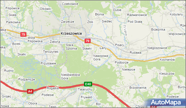 mapa Nawojowa Góra, Nawojowa Góra na mapie Targeo