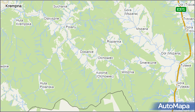 mapa Olchowiec gmina Dukla, Olchowiec gmina Dukla na mapie Targeo