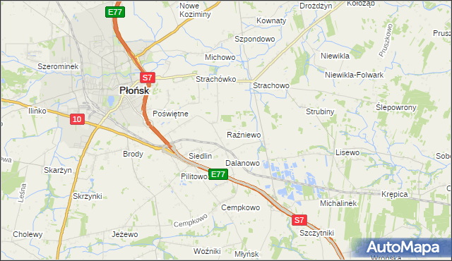 mapa Raźniewo, Raźniewo na mapie Targeo