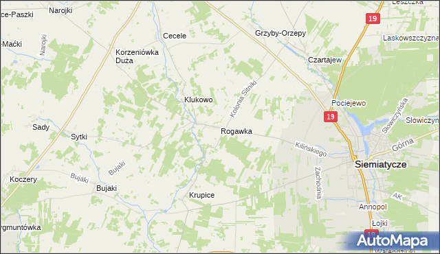 mapa Rogawka, Rogawka na mapie Targeo