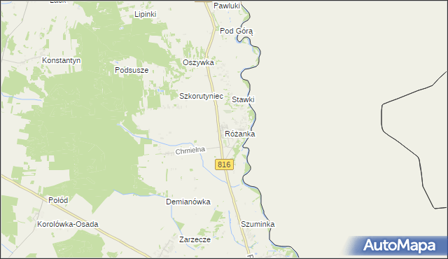 mapa Różanka gmina Włodawa, Różanka gmina Włodawa na mapie Targeo