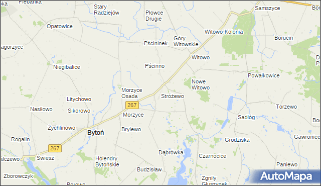 mapa Stróżewo gmina Bytoń, Stróżewo gmina Bytoń na mapie Targeo