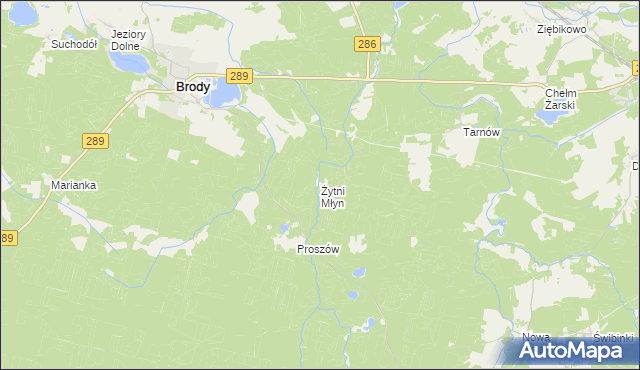 mapa Żytni Młyn, Żytni Młyn na mapie Targeo