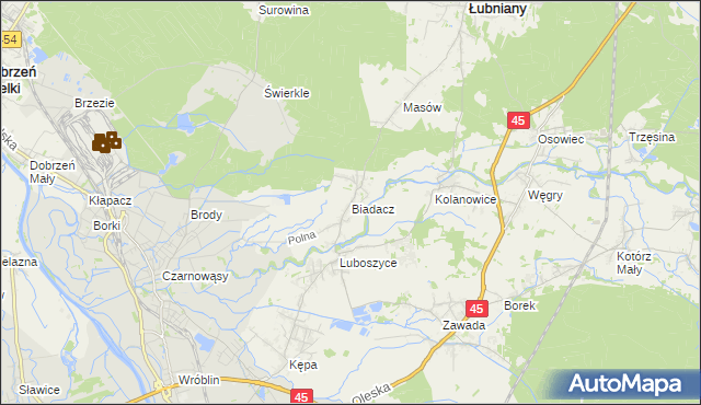 mapa Biadacz gmina Łubniany, Biadacz gmina Łubniany na mapie Targeo