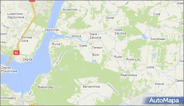 mapa Borki gmina Radzymin, Borki gmina Radzymin na mapie Targeo