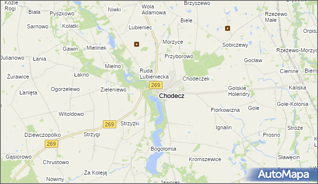 mapa Chodecz powiat włocławski, Chodecz powiat włocławski na mapie Targeo
