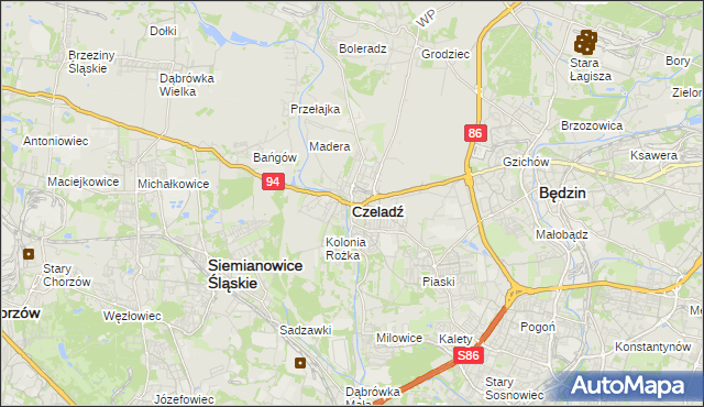 mapa Czeladź, Czeladź na mapie Targeo