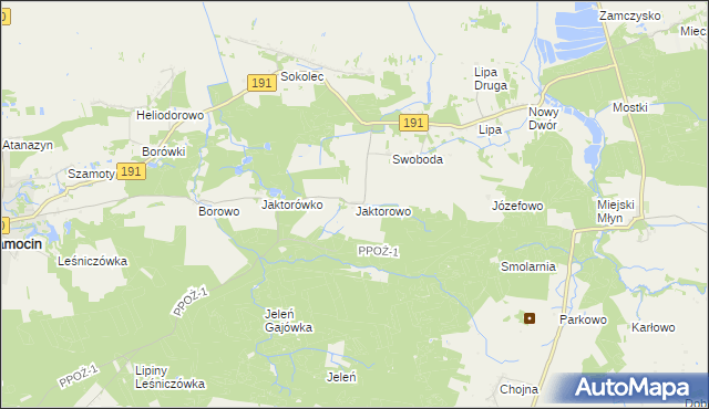 mapa Jaktorowo, Jaktorowo na mapie Targeo