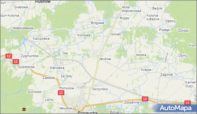 mapa Janików gmina Przysucha, Janików gmina Przysucha na mapie Targeo