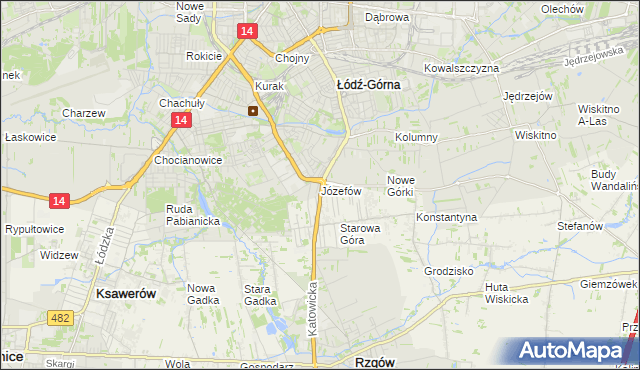 mapa Józefów gmina Łódź, Józefów gmina Łódź na mapie Targeo