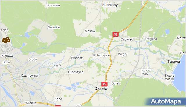 mapa Kolanowice, Kolanowice na mapie Targeo