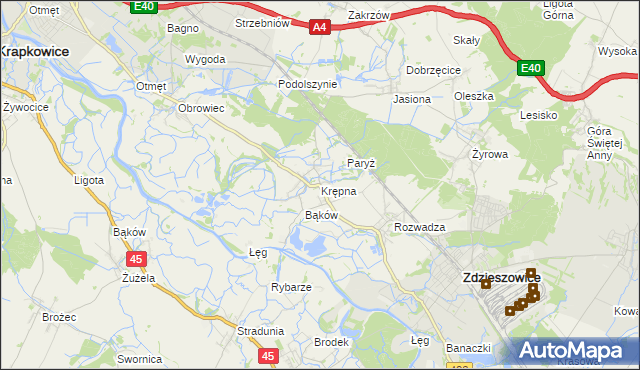 mapa Krępna, Krępna na mapie Targeo