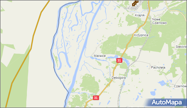 mapa Marwice gmina Widuchowa, Marwice gmina Widuchowa na mapie Targeo