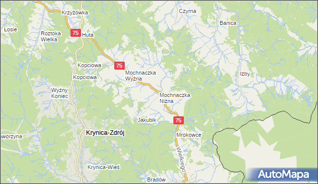 mapa Mochnaczka Niżna, Mochnaczka Niżna na mapie Targeo