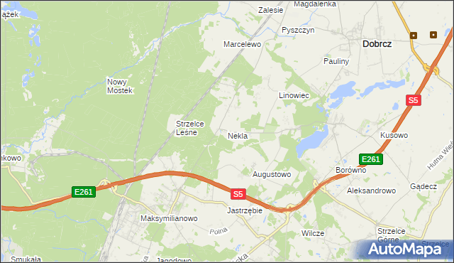 mapa Nekla gmina Dobrcz, Nekla gmina Dobrcz na mapie Targeo