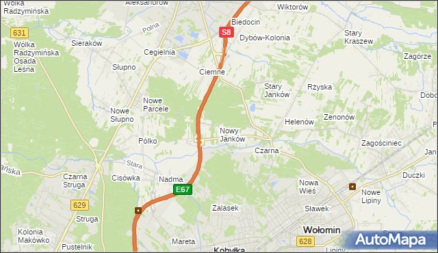 mapa Nowy Janków, Nowy Janków na mapie Targeo