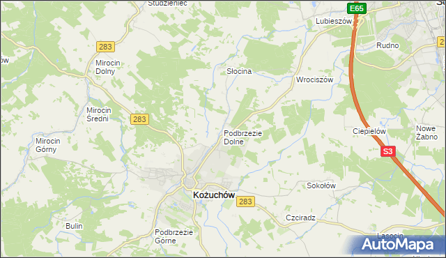 mapa Podbrzezie Dolne, Podbrzezie Dolne na mapie Targeo