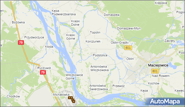 mapa Podstolice gmina Maciejowice, Podstolice gmina Maciejowice na mapie Targeo