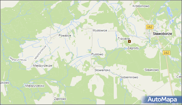 mapa Pustowo gmina Sławoborze, Pustowo gmina Sławoborze na mapie Targeo